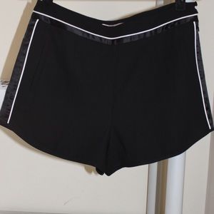High Waisted Black and White Satin Shorts